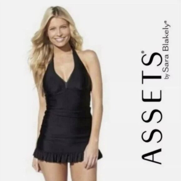 Assets By Spanx Other - Love Your Assets By Sara Blakely Spanx One Piece Halter Swimsuit Dress Size M
